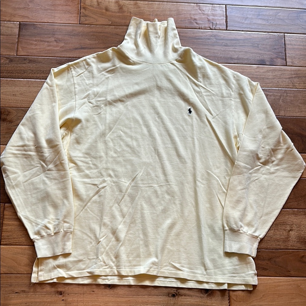 Vtg Polo Ralph Lauren butter yellow pique polo turtleneck